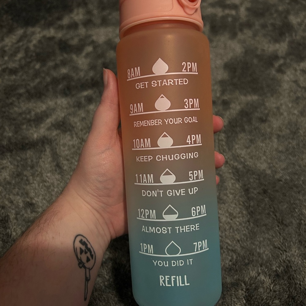 SHEIN Gradient Motivational Water Bottle - Pink and Blue